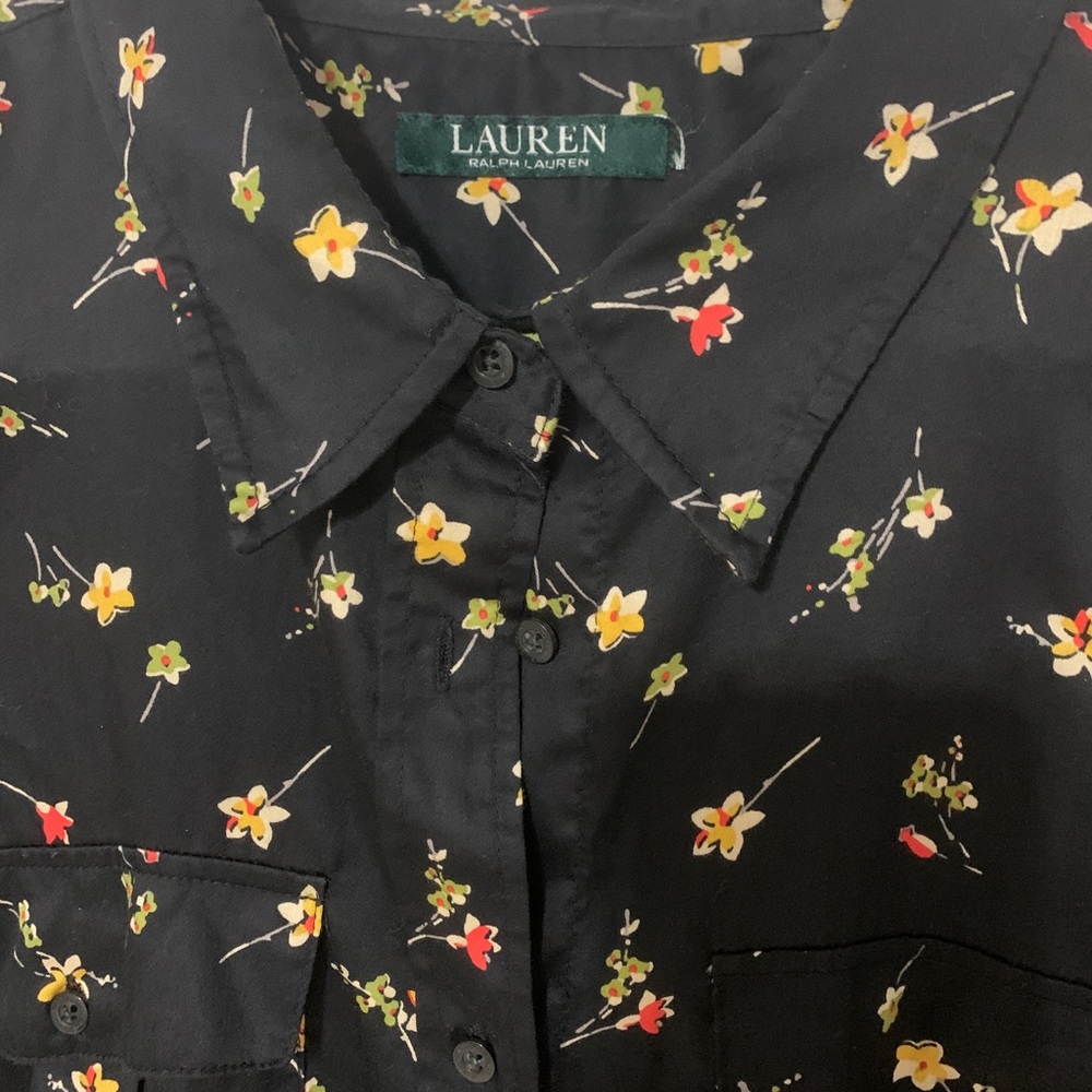 Ralph Lauren Black Shirt with Yellow Floral Design